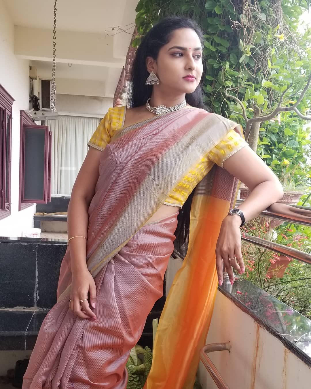 TELUGU TV ANCHOR KASI ANNAPURNA STILLS IN PINK SAREE 22